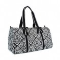 luggage 7012 quilted diamond damask duffle black