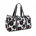 luggage 7012 quilted flower duffle black white