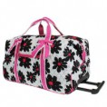 luggage 7022 quilted daisy rolling duffle fuchsia