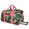 luggage 7022 quilted camo rolling duffle fuchsia