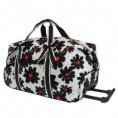 luggage 7022 quilted daisy rolling duffle black