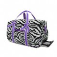 luggage 7022 quilted zebra rolling duffle purple